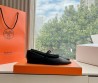 Женские кожаные балетки Hermes черные с ремешком 2025