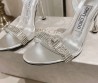 Женские кожаные босоножки Jimmy Choo серебристые со стразами каблук 10 см 2025