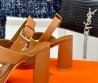 Женские кожаные босоножки Hermes коричневые каблук 10 см 2025