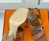 Женские кожаные босоножки Hermes коричневые каблук 10 см 2025