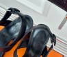 Женские кожаные босоножки Hermes черные каблук 10 см 2025