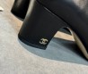 Женские кожаные туфли Chanel черные с текстильным носом каблук 6 см 2025