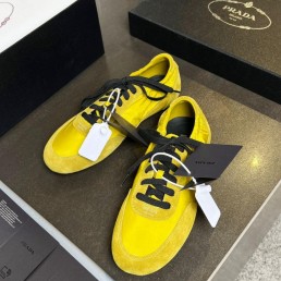 Женские комбинированные кроссовки Prada Collapse Re желтые 2025