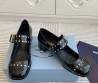 Женские кожаные туфли Prada Mary Jane черные лакированные 2024