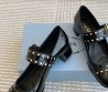 Женские кожаные туфли Prada Mary Jane черные лакированные 2024
