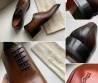 Мужские кожаные туфли Santoni коричневые 2025