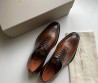 Мужские кожаные туфли Santoni коричневые 2025