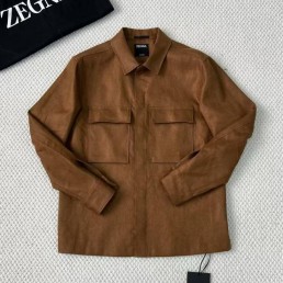 Мужская льняная рубашка Ermenegildo Zegna Foliage Oasi Lino коричневая 2025