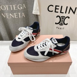 Женские комбинированные кроссовки Miu Miu синие с серым 2025