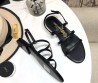 Женские кожаные босоножки Saint Laurent черные с логотипом 2025