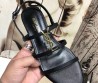 Женские кожаные босоножки Saint Laurent черные с логотипом 2025