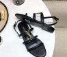 Женские кожаные босоножки Saint Laurent черные с логотипом 2025
