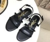 Женские кожаные босоножки Saint Laurent черные с логотипом 2025