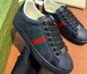 Мужские комбинированные кроссовки Gucci Ace черные 2025
