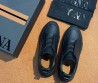 Мужские кожаные кроссовки Ermenegildo Zegna черные 2025