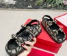 Женские текстильные сандалии Valentino серые с черным 2025