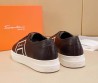 Мужские кожаные кеды Santoni коричневые 2025