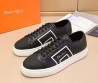 Мужские кожаные кеды Santoni черные 2025