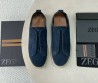 Мужские замшевые кеды Ermenegildo Zegna синие с плетеной подошвой 2025