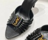 Женские кожаные мюли Saint Laurent черные с острым носком каблук 9 см 2025