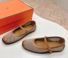 Женские кожаные балетки Hermes с сеткой коричневые 2025