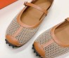 Женские кожаные балетки Hermes с сеткой коричневые 2025