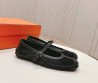 Женские кожаные балетки Hermes с сеткой черные 2025