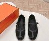 Женские кожаные балетки Hermes с сеткой черные 2025