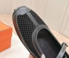 Женские кожаные балетки Hermes с сеткой черные 2025
