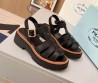 Женские кожаные сандалии Prada черные 2025