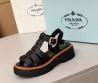 Женские кожаные сандалии Prada черные 2025