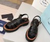 Женские кожаные сандалии Prada черные 2025