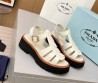 Женские кожаные сандалии Prada белые глянцевые 2025