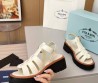 Женские кожаные сандалии Prada белые глянцевые 2025