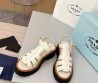Женские кожаные сандалии Prada белые глянцевые 2025