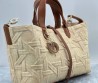 Женская комбинированная сумка Christian Dior бежевая с коричневым 30х22х16 2025