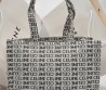 Женская текстильная сумка Celine белая с черными надписями 40х28 2025