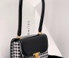 Женская кожаная сумка Celine черная с белым в клетку 22х16 2025