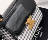 Женская кожаная сумка Celine черная с белым в клетку 22х16 2025