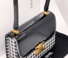 Женская кожаная сумка Celine черная с белым в клетку 22х16 2025