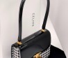 Женская кожаная сумка Celine черная с белым в клетку 22х16 2025