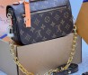 Женская кожаная сумка Louis Vuitton темно-коричневая с логотипами 22х13х7 2025