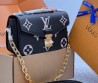 Женская кожаная сумка Louis Vuitton черная с белыми логотипами 22х13х7 2025