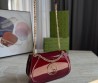 Женская кожаная сумка Gucci бордовая лакированная 26х16 2025