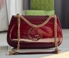 Женская кожаная сумка Gucci бордовая лакированная 26х16 2025