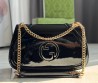 Женская кожаная сумка Gucci черная лакированная 26х16 2025