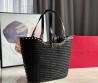 Женская соломенная сумка Valentino черная 45х31х30 2025