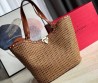 Женская соломенная сумка Valentino коричневая 45х31х30 2025