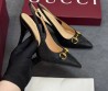 Женские текстильные туфли Gucci черные с открытой пяткой 2025