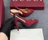 Женские текстильные туфли Gucci бордовые с открытой пяткой 2025